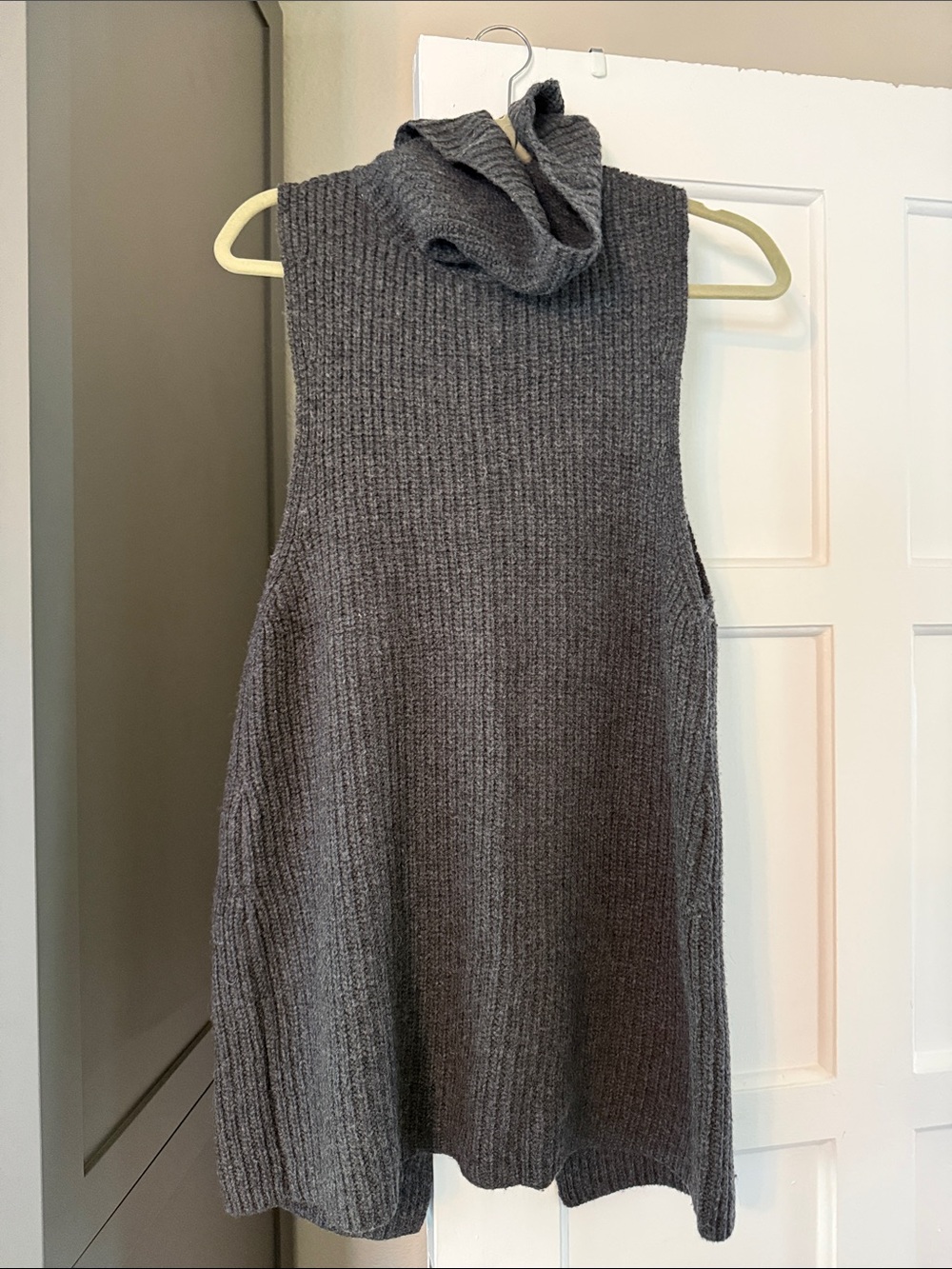 Free People Gray Sleeveless Turtleneck Sweater Dress